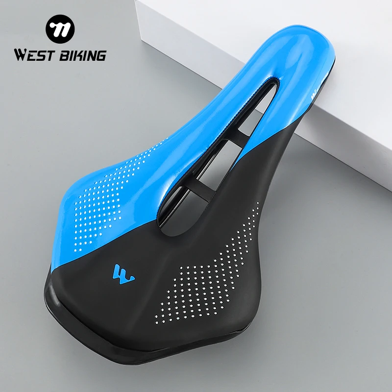 

WEST BIKING Bike Saddle MTB Road Racing Bicycle Seat Hollow Soft Short Nose Cushion PU Waterproof Cycling Saddle Accessories