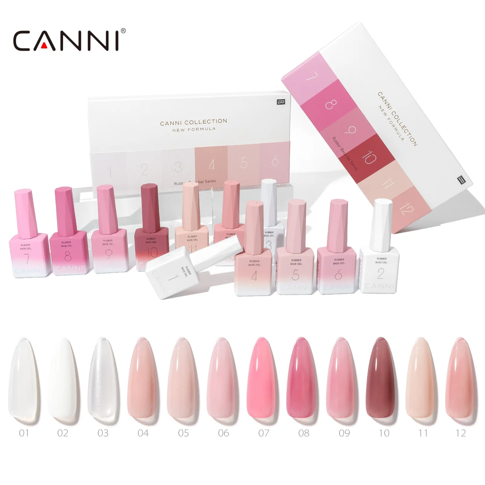 CANNI 6 Colors Rubber Base Gel Set 9ml HEMA/TPO FREE Nude Pink Nail Gel Polish Long-Lasting Soak-Off UV/LED Gel for Manicure DIY