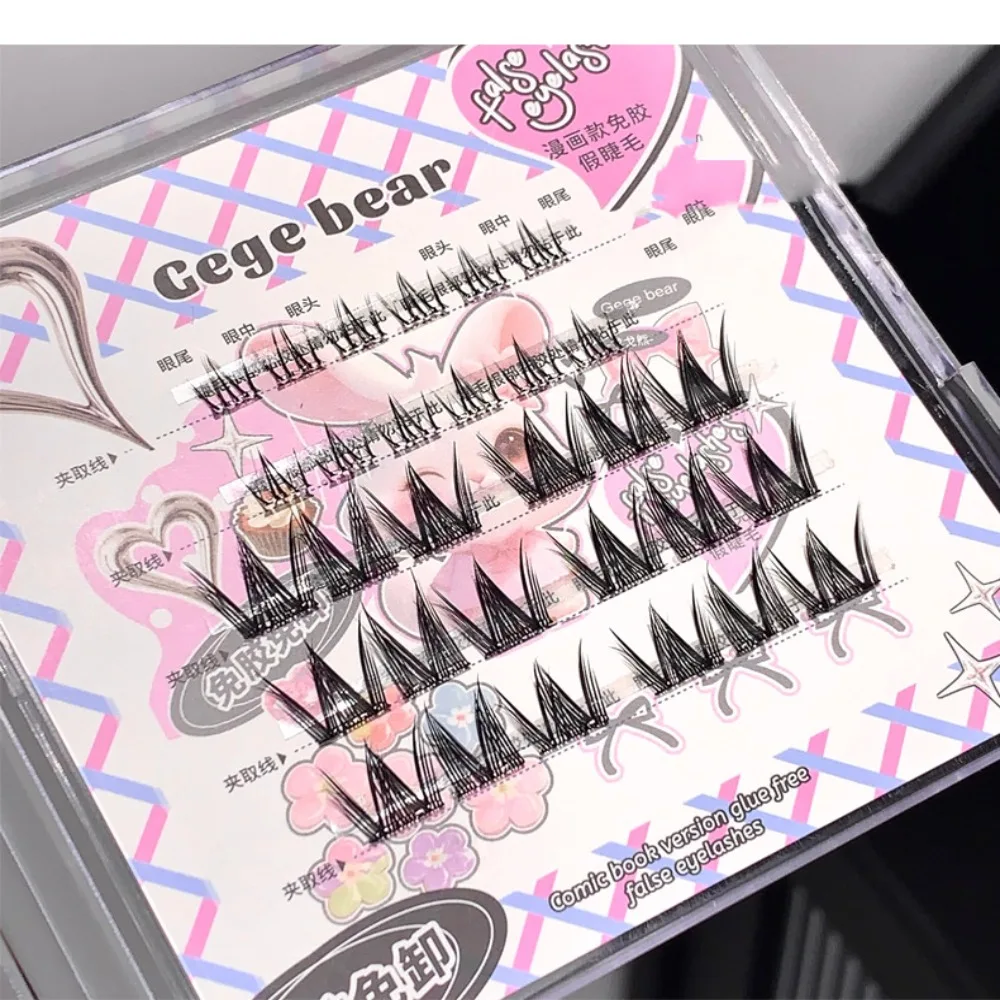 Doce diy auto-adesivo lash clusters finos reutilizáveis adesivo cílios postiços individuais mangá cola livre cílios postiços meninas