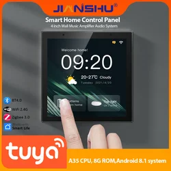 Jianshu Tuya Panel Controller Zigbee Gateway Hub Multifunction Smart Life Wall Amplifier Panel Background Music Touch Screen 4