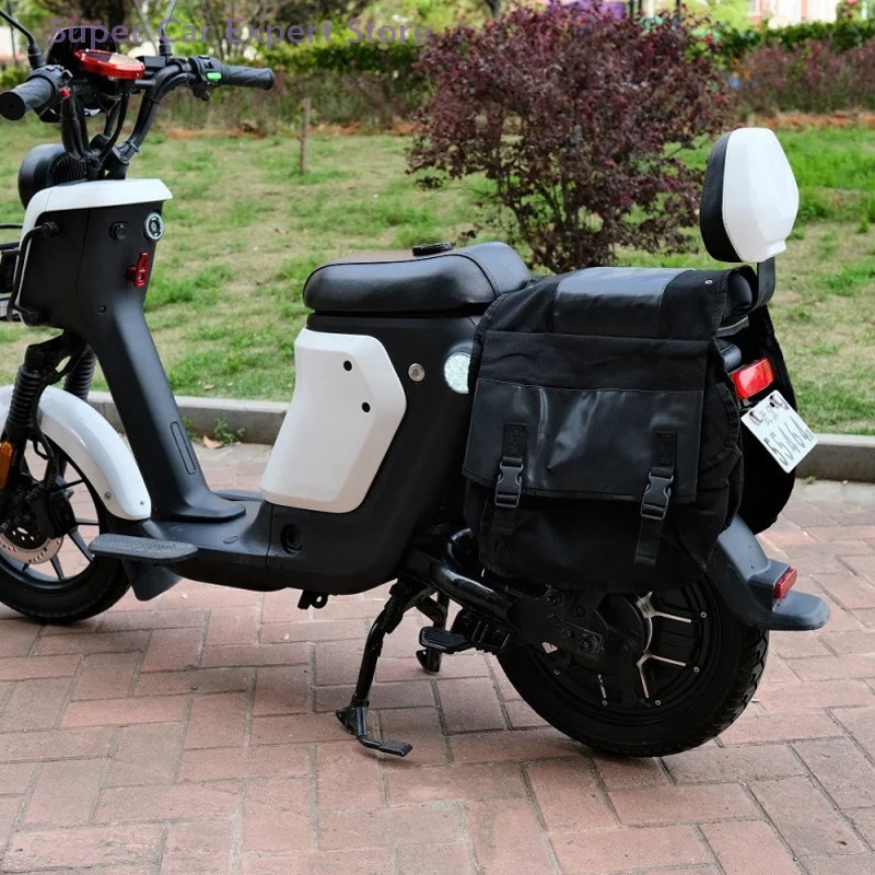 Motorbike Bag Large Capacity Motorcycle Riding Travel Canvas Waterproof Panniers Box Side Tools Bag Pouch For Motorbike 5