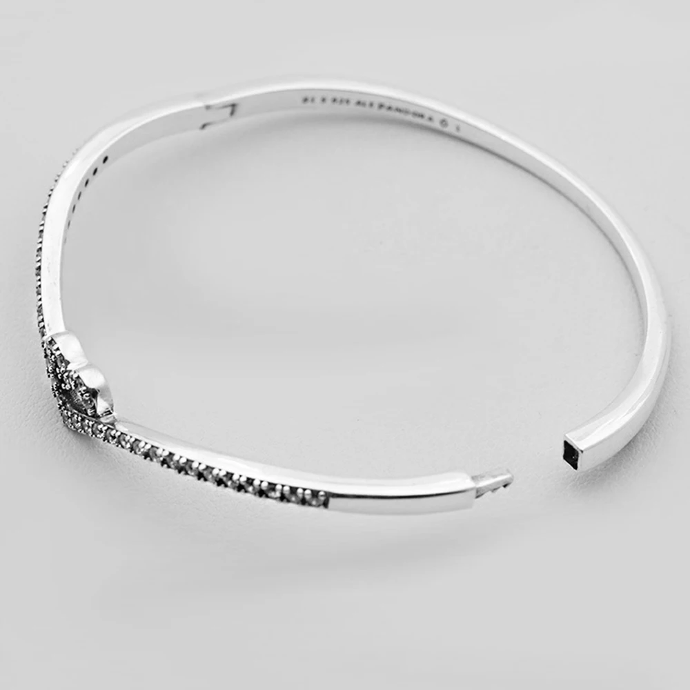 S925 Sparkle Heart Shaped Wishbone Bracelet with Diamonds Fit for Original Charm Making Fashion Jewelry for Women Gifts