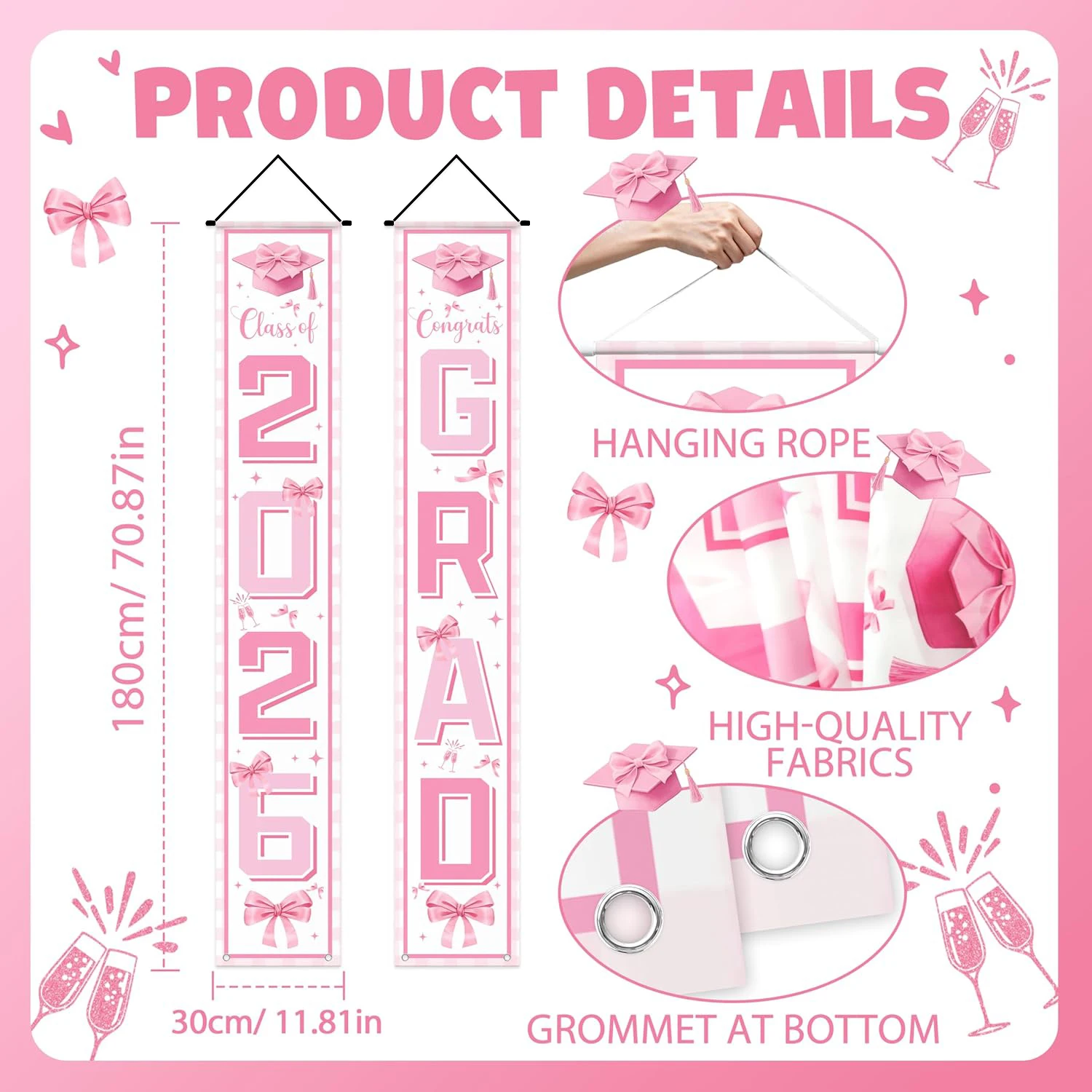 1Pair Pink Bow Class of 2026 D - Supply Event review and price