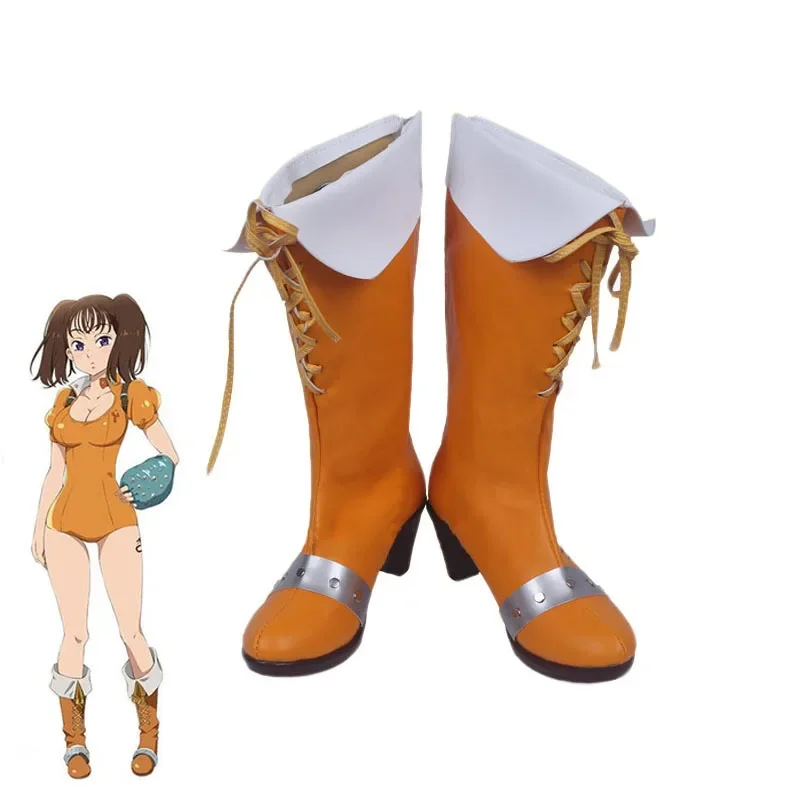 Anime The Seven Deadly Sins Serpent's Sin Of Envy Diane Cosplay Boots Shoes Lady Daily Fashion Orange Spring Boots Cosplay Wig