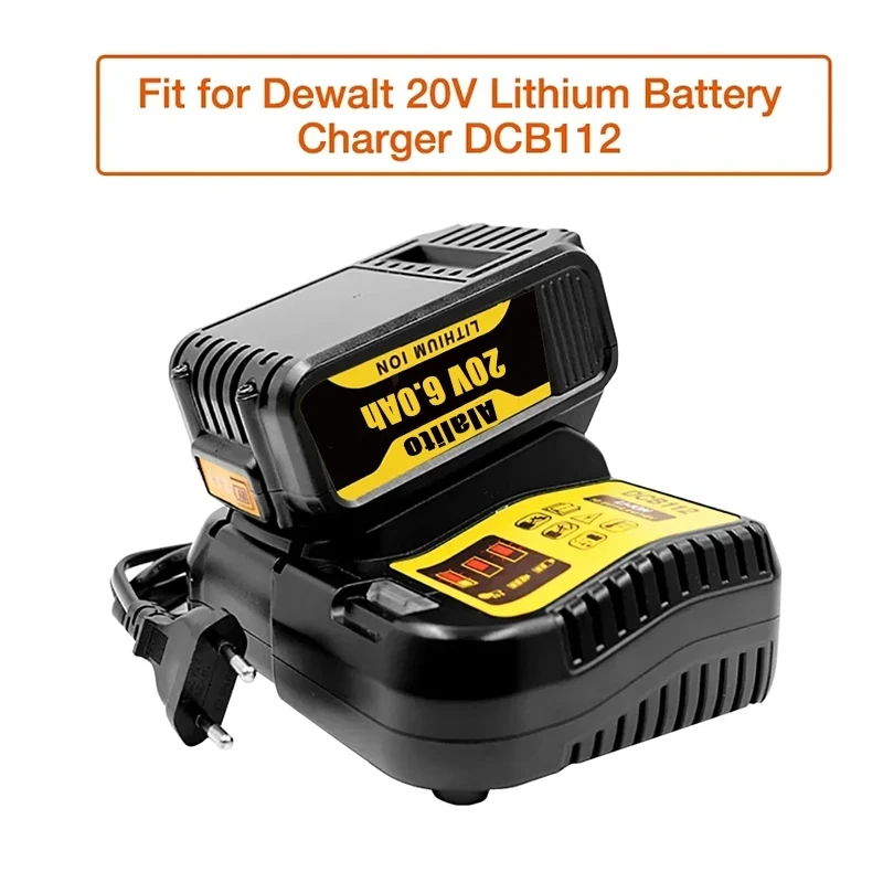 Imagem -06 - Bateria de Substituição Li-ion para Dewalt Max Power Tool Baterias de Lítio 20v 6.0ah Dcb200 Dcb184 Dcb181 6000mah Novo