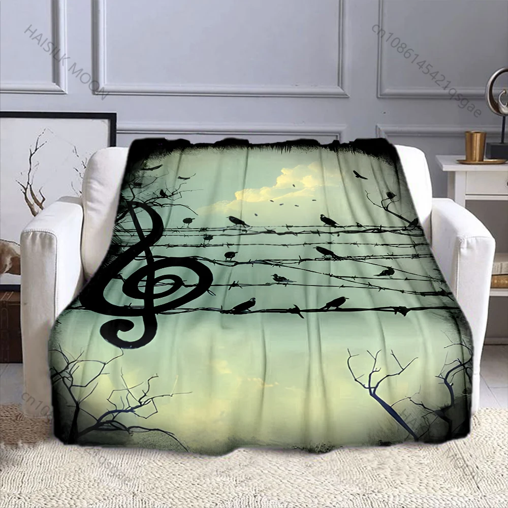 1PC Treble clef barbed wire bird silhouettes Print Adult Children Warm Blankets Home Travel Car Soft Comfortable Luxury Gift