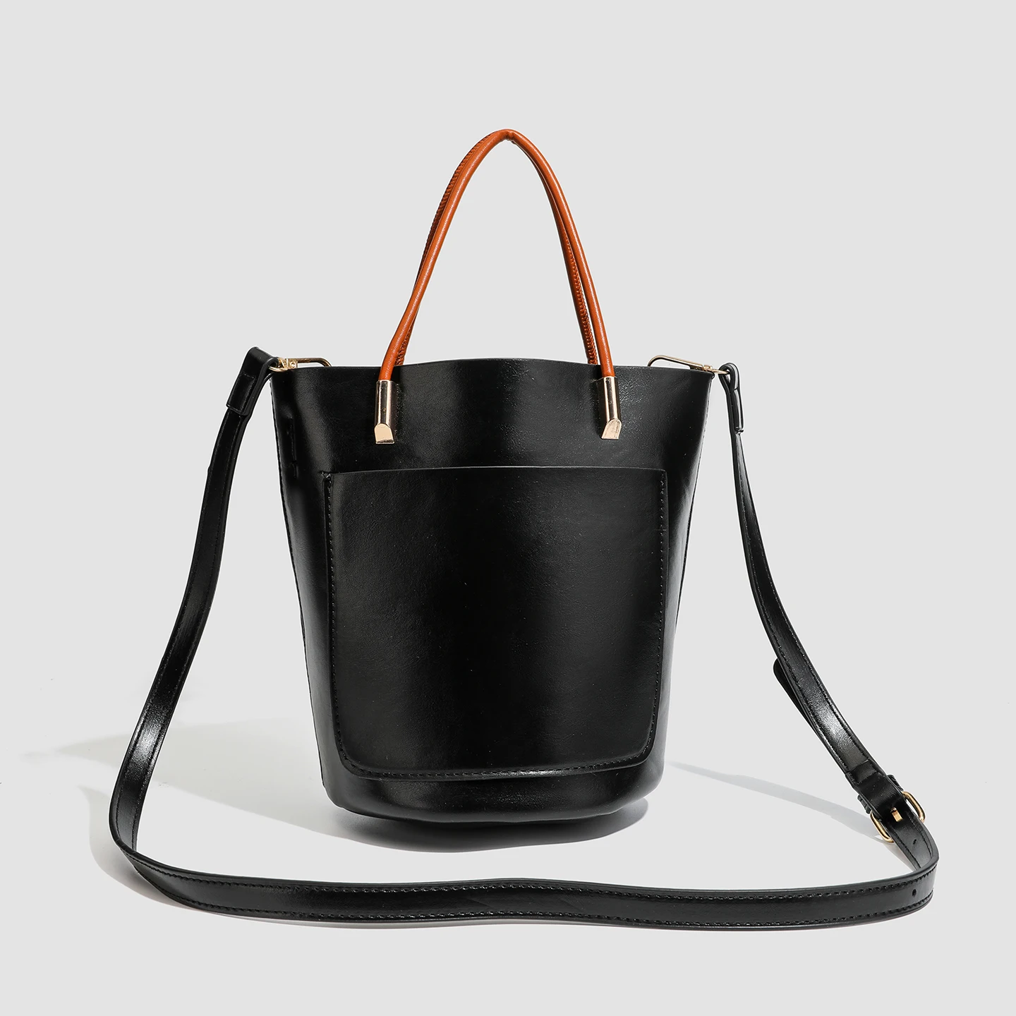 2025 خريف جديد بولي PU جلد ناعم المرأة حقيبة يد عالية الجودة اليابان Sle بلون عادية ريترو تصميم دلو حقيبة حقيبة كروسبودي