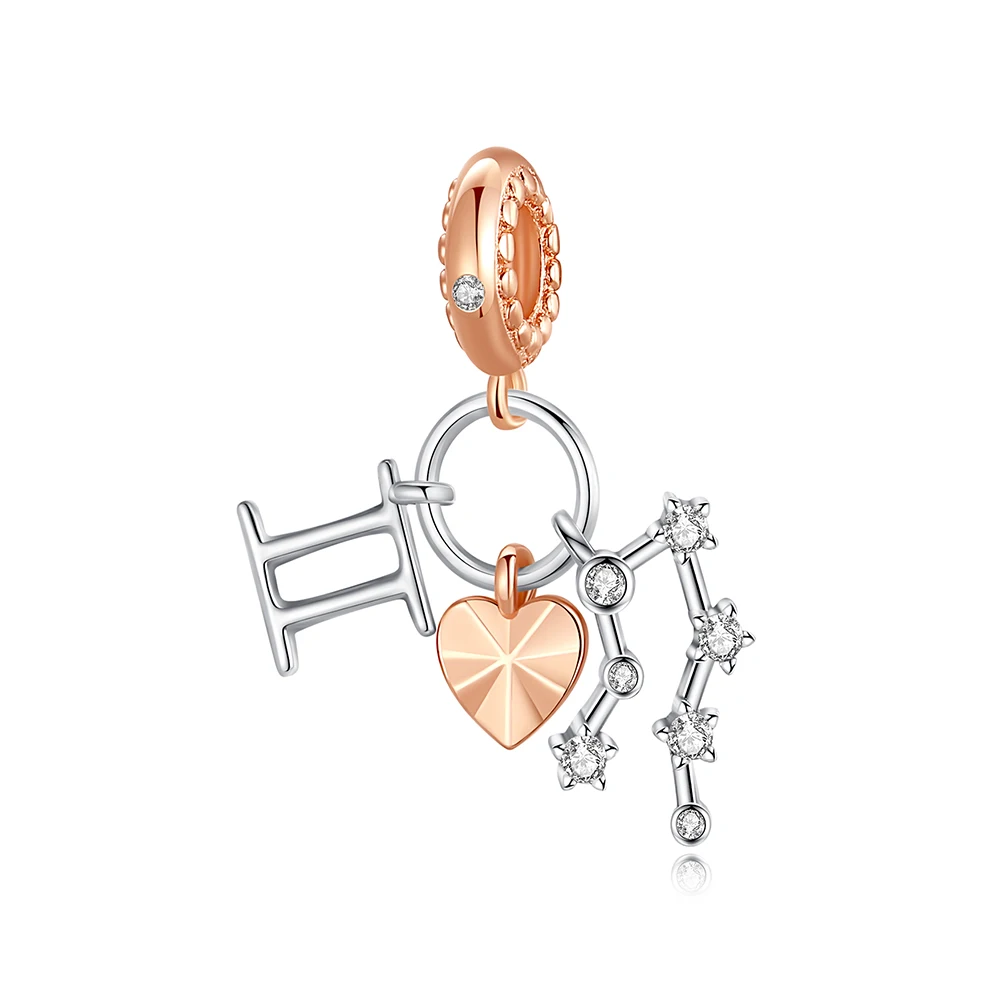 

Ahthen 925 Sterling Silver Hot Sale Beads Gemini Dangle Charm fit Snake Chain Bracelets Necklaces for Women Jewelry Making