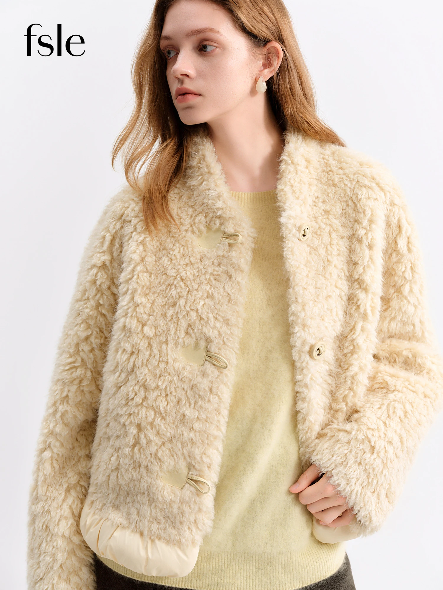 FSLE 2025 Women's Faux Fur Jacket Coat Winter Eco-Friendly Leather Look Collar Vintage Outerwear Warm Stand Cropped Teddy Jacket