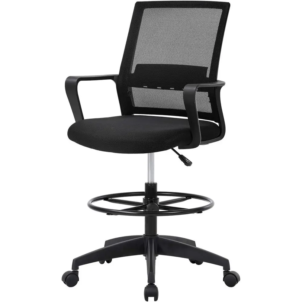 

Drating Chair Tall Oice Chair Mesh Ergonomic -Back Desk Chair with Adjustable oot Ring or Executive Computer Standing Desk, Blac