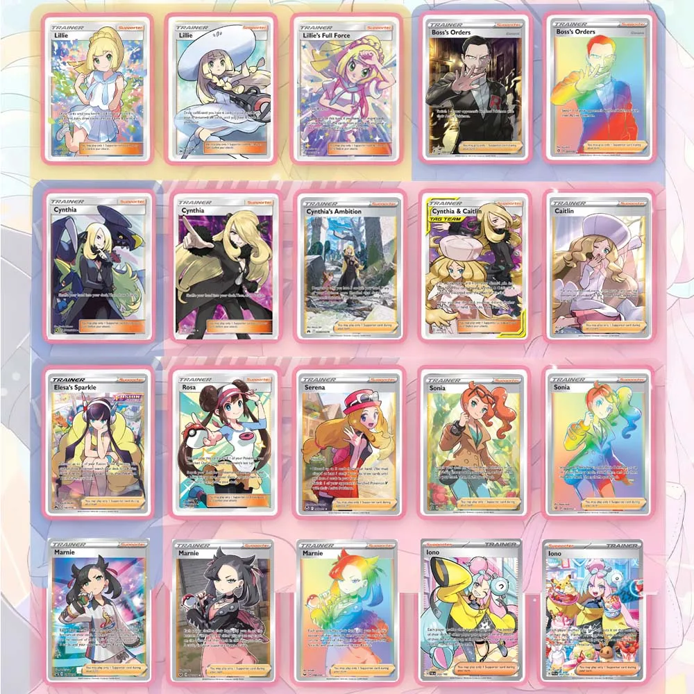 

PKM High Quality Proxy Cards Classic Cynthia Lillie Iono Marnie Serena Rosa Collection PTCG Foil Collection Card Gifts Toys