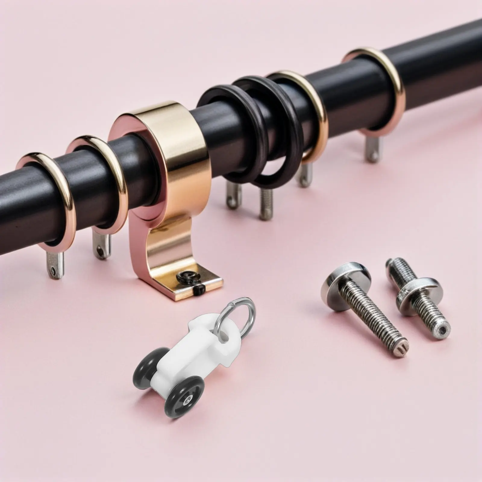 100Pcs Curtain Rail Track Rollers Silent Twin Wheeled Carriers Glide Smooth Ceiling Curtain Track Slider for Bedroom Bathroom