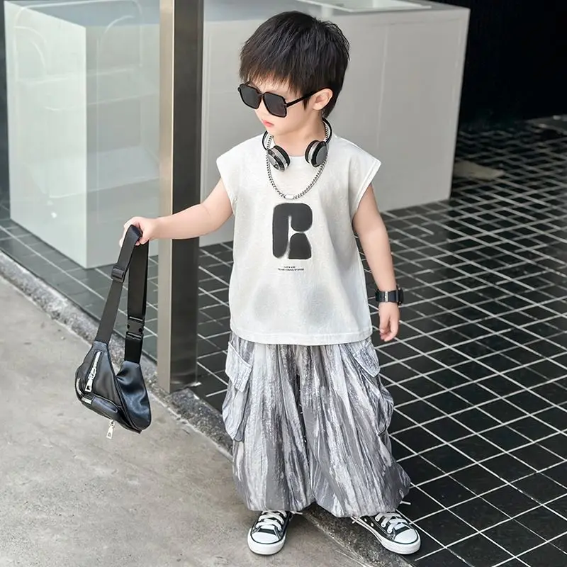 Kids Cool Set Summer New Toddler Boys 2026 Tie Dye Vest Sleeveless Baby Mosquito Repellent Thin