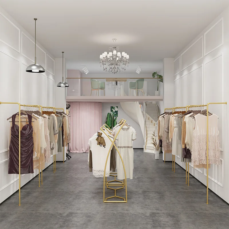 Simple X-shaped clothing store display, island , floor stand, double row , shopping , parallel bar clothes