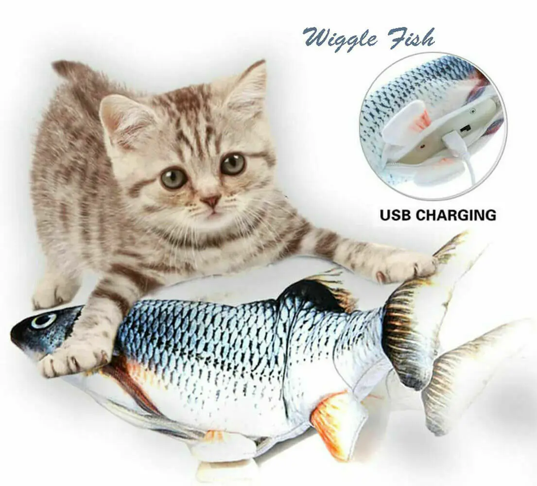 Rechargeable Toy Fish Interactive Electric Plush Fish Cat Toy Simulation Pet Cats Chew Bite Toys Washable Cats Dog Funny Toy