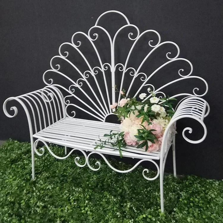 European Wrought Iron Outdoor Leisure Chair with Backrest Park Bench Stool Sofa Garden Ornament