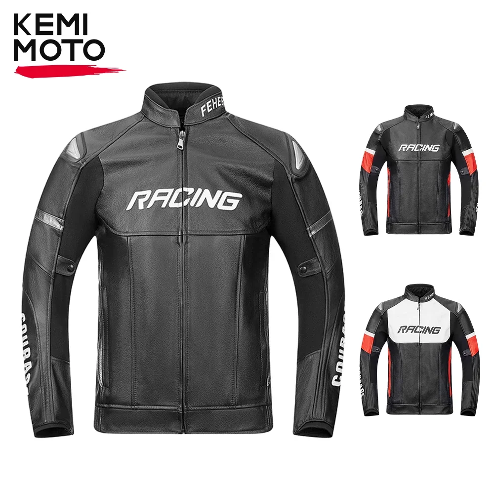 Motorcycle Leather Jacket Riding Men Motorcyclist Outdoor Racing CE Gear Removable Warm Liner Jacket Waterproof Windproof