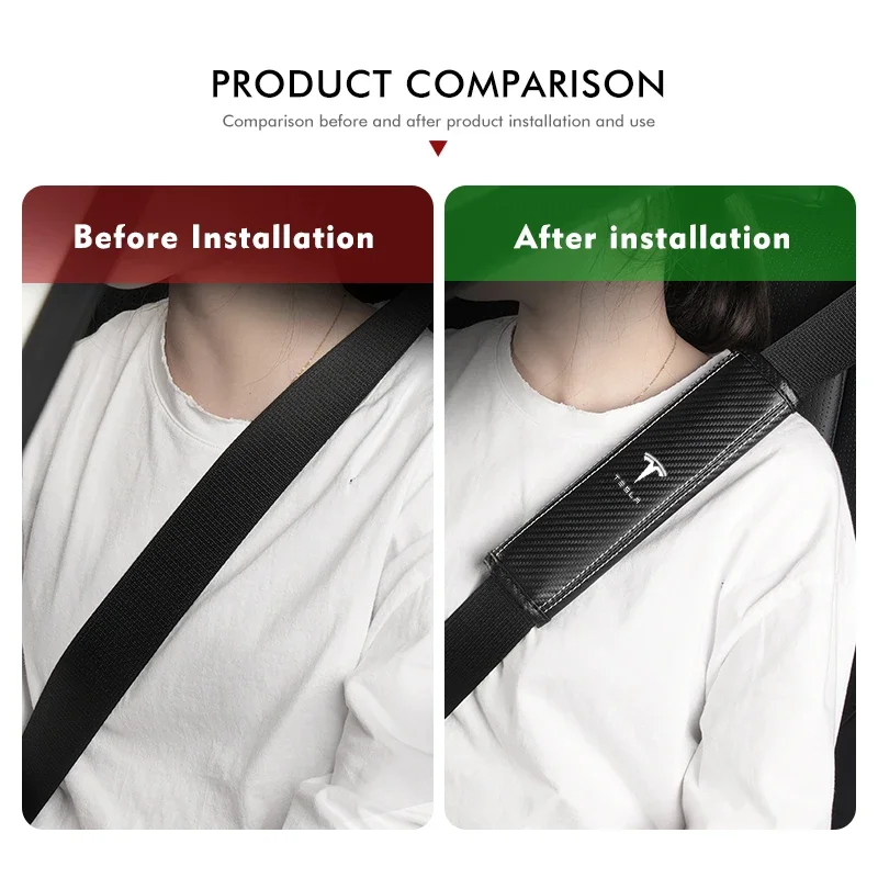 Car Styling Seat Belt Cover Leather Shoulder Protector Pads For Tesla Model Y 3 S X Roadster Bonina