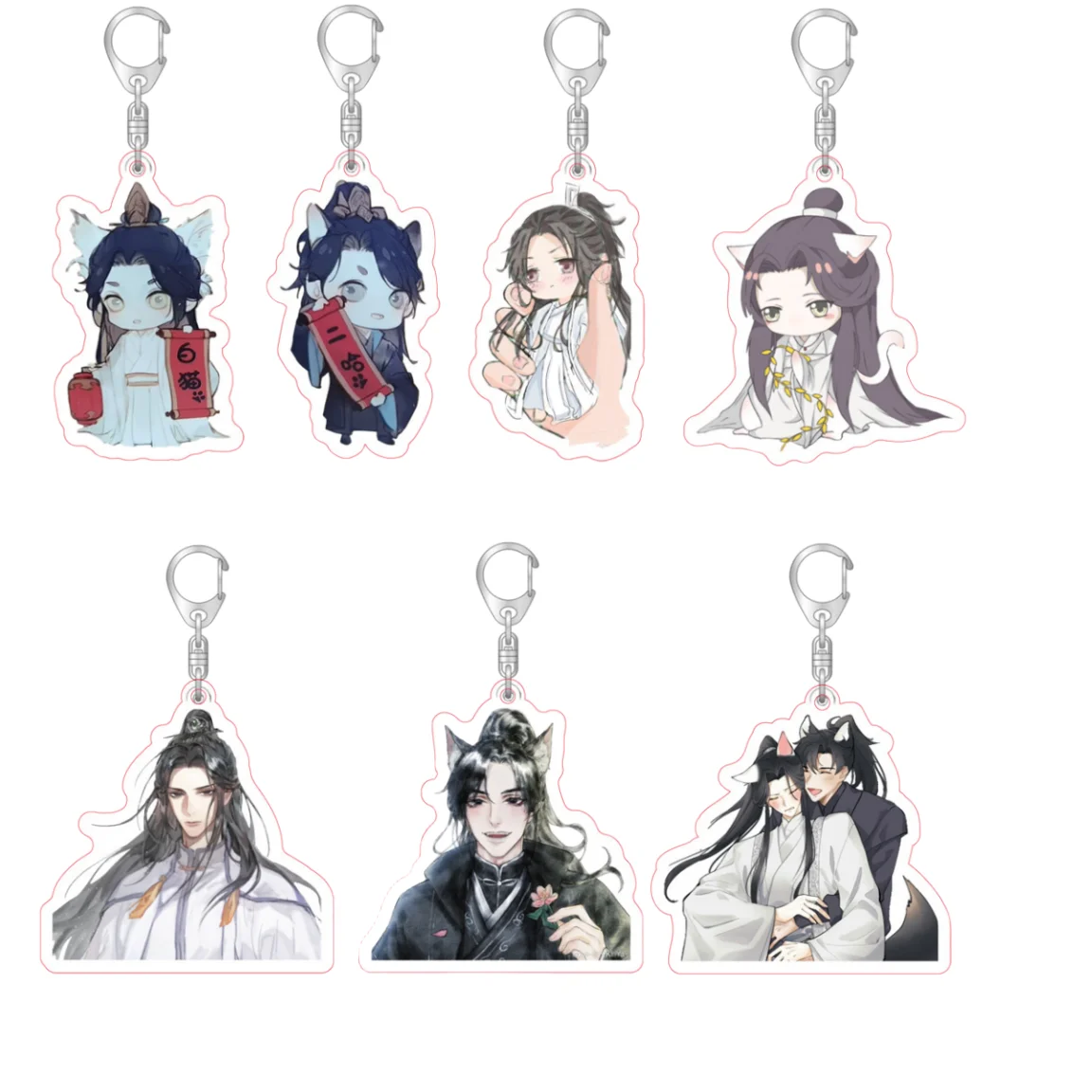 6CM The Husky And His White Cat Shizun Anime Keychain Chu Wanning Mo Ran Cosplay Acrylic Keyring  Cute Bag Pendant  Fans Gift