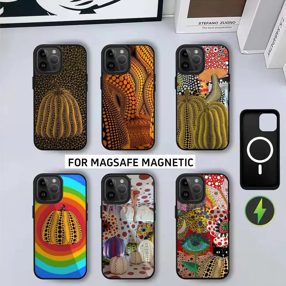 

P-Painting Yayoi 12Kusama Pumpkin Phone Case For iPhone17,16,15,14,13,12,11 Plus,Pro Max Magnetic For Magsafe Wireless Charging