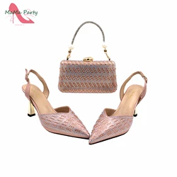 Zapatos y bolso nigerianos de tacón superalto de alta calidad para fiesta en el jardín, recién llegados, mujer