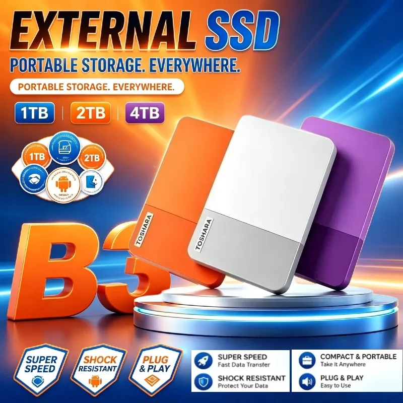 4TB High Speed Portable External Hard Drive Multi-color Storage Disk For Laptop Desktop Mac Android Phone Mobile Data Backup