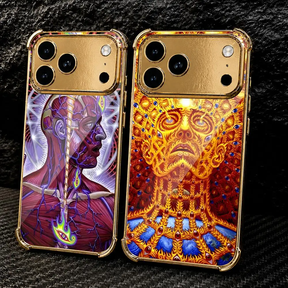Aesthetic Art A-Alex Grey Phone Case For IPhone 17 16 15 14 13 12 Pro Max Plus Electroplated Metal Frame Airbag Corner Cover