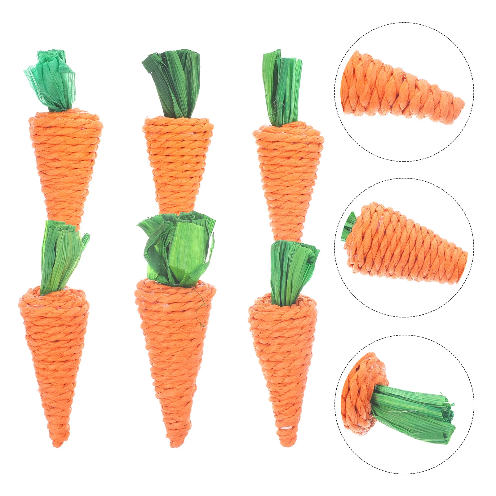 6 Pcs Hamster Molar Toy Chewy Straw Radish Bite Gerbil Toys Bunny Treats for Rabbits