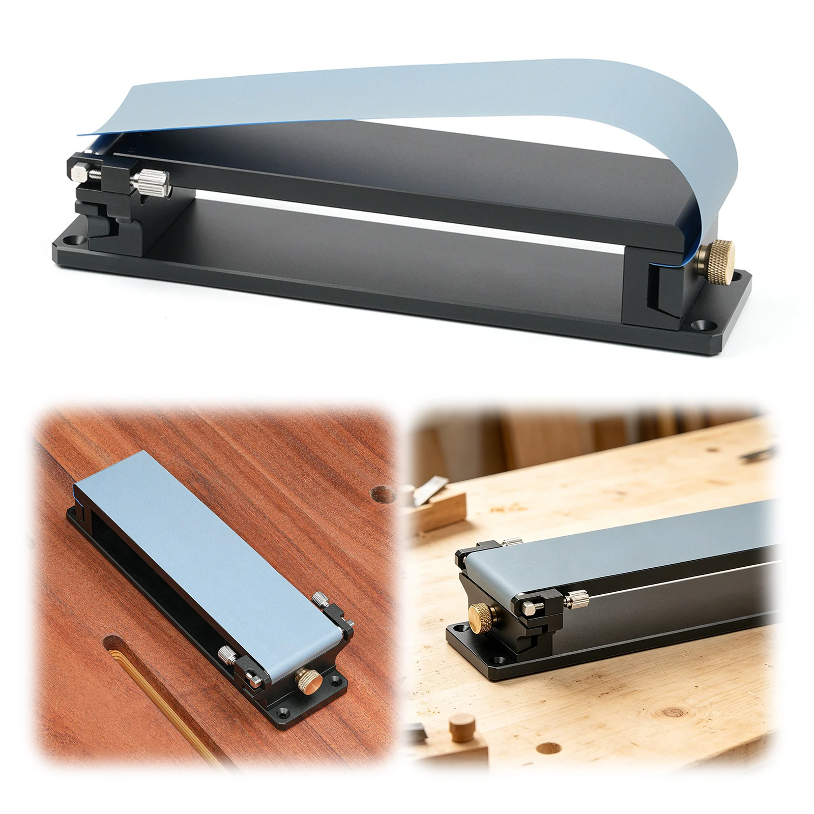 Aluminum Alloy Sandpaper Holder Fixture 220x60MM Multi-Purpose Sandpaper Holder with Adjustable Knob for Polishing Woodworking
