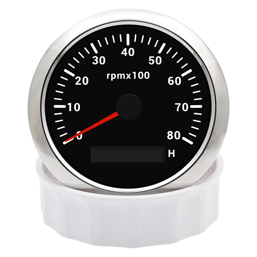 85mm Tachometer 6000/8000 RPM Tacho With 7 Colors Backlight Hour Meter For Marine Boat Car Yacht RPM Gauge 12V 24V