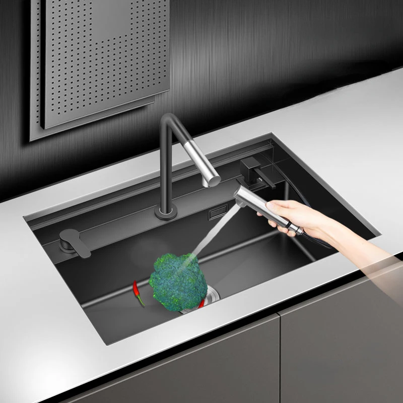 Imagem -04 - Kitchen Sink Hidden Design Casa e Uso Comercial Preto Nano