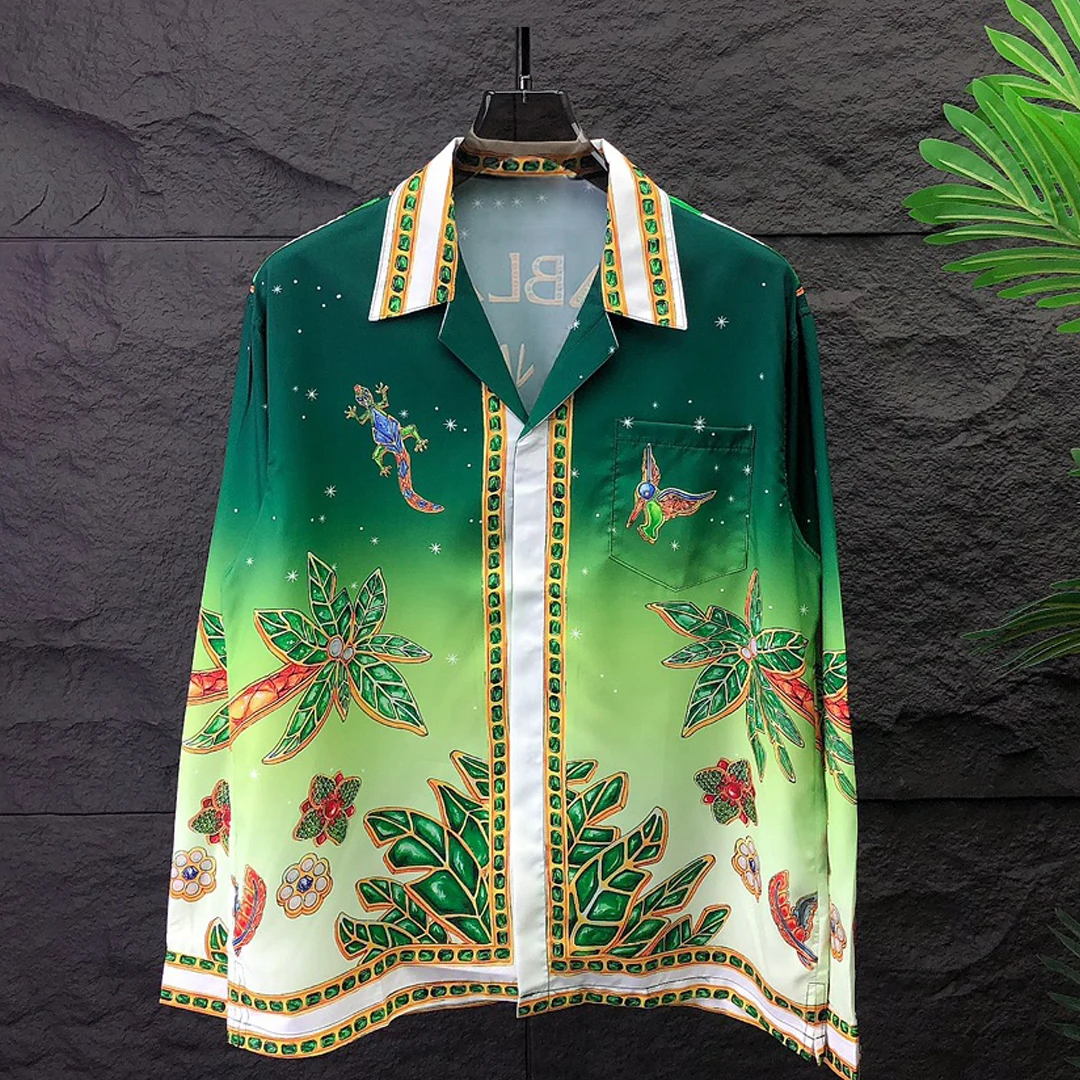 Fashion Stylish Shirts For Men Holiday Tops Shirt Camisa Floral Masculina Summer Hawaiian Shirts Men Streetwear Green Shirt Men