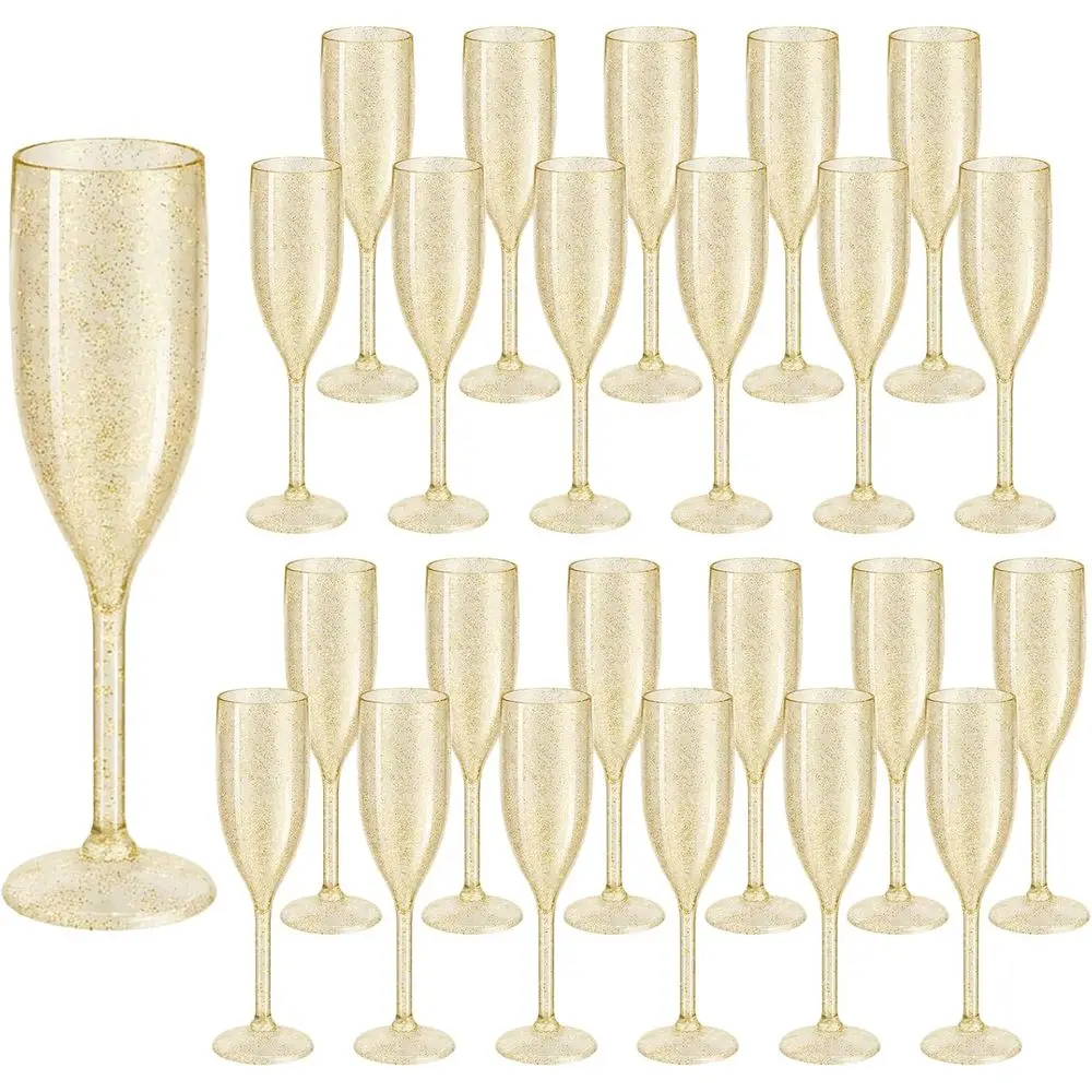 

Золотые бокалы для шампанского, пластиковые бокалы для шампанского, одноразовые бокалы для вина для свадеб, вечеринок на День святого Валентина и мимоз-баров