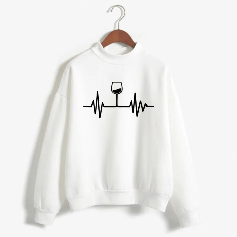 

Wine Heartbeat Print Woman Sweatshirt Sweet Korean O-neck Knitted Pullovers Thick Autumn Winter Candy Color Loose Women Clothing