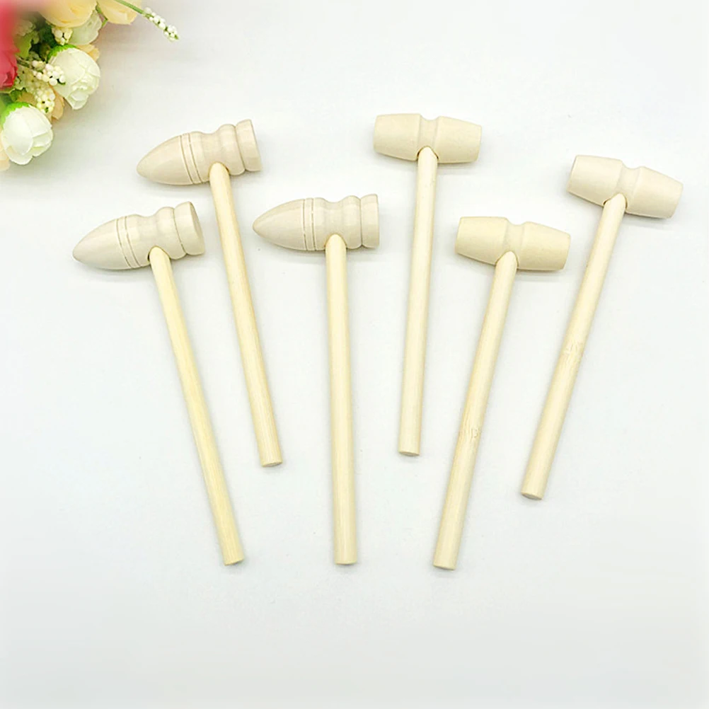 1Set Solid Wooden Mini Hammer Creative DIY Accessories Children Small Wood Mallet Kid Tool Compact Crab Mallet