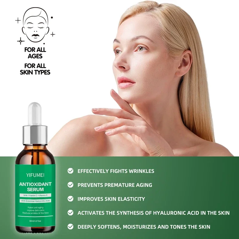 Antioxidant-C Serum for Face Whitening Dark Spot Remover Hyaluronic Acid Facial Essence Skin Care Face Serum Beauty 30ml X1pc