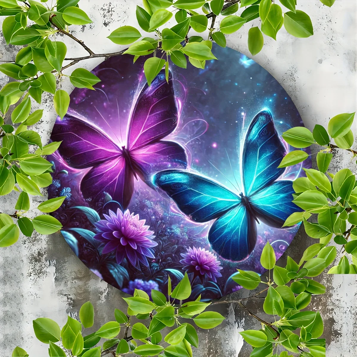 1pc Whimsical Butterfly-Themed Round Metal Tin Sign, Wall Art for Man Cave, Home, Garden, Patio, and Bar Decor, Iron Constructio