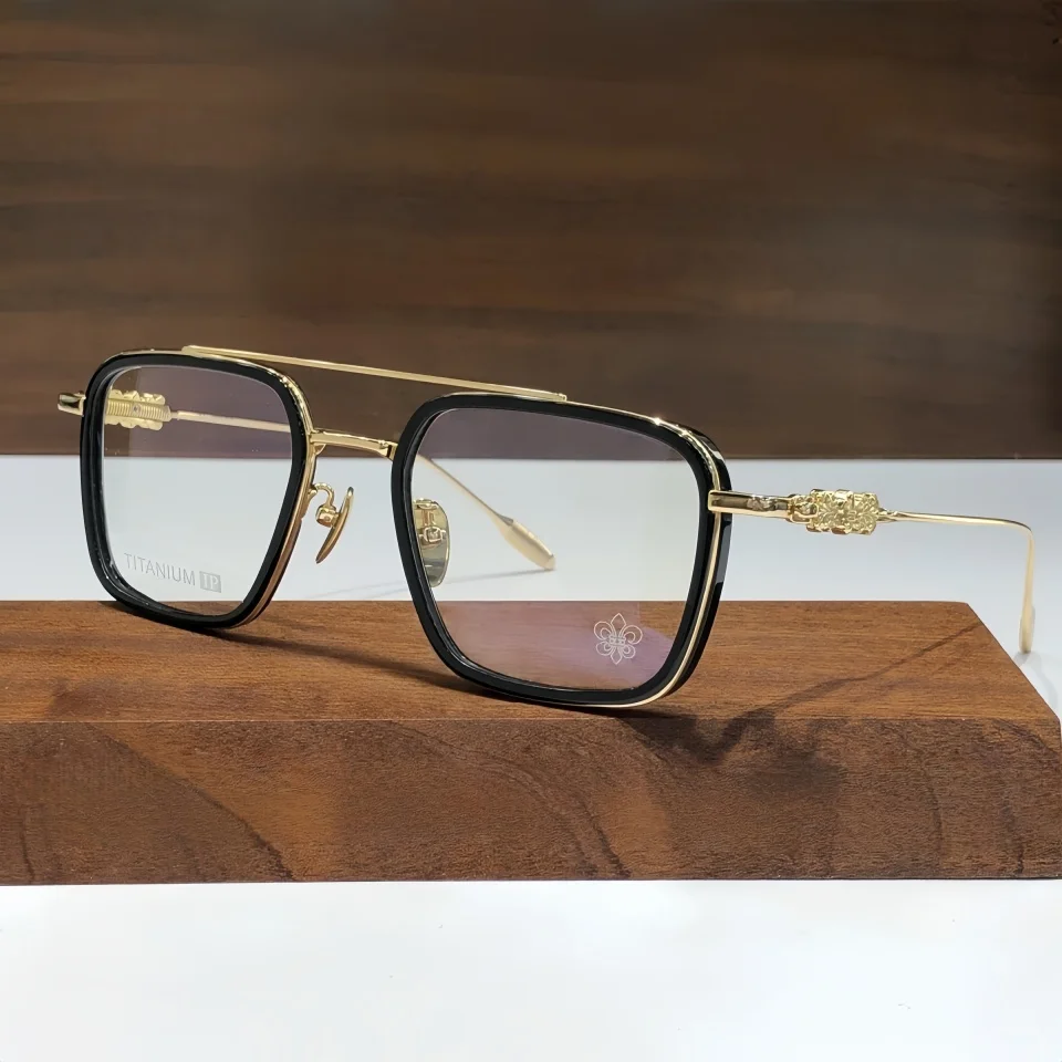 

Women's Luxury Square Pilot Large Frame Titanium Alloy Eyeglasses Frame Men's Optical Prescription Computer Multifocal Glasses