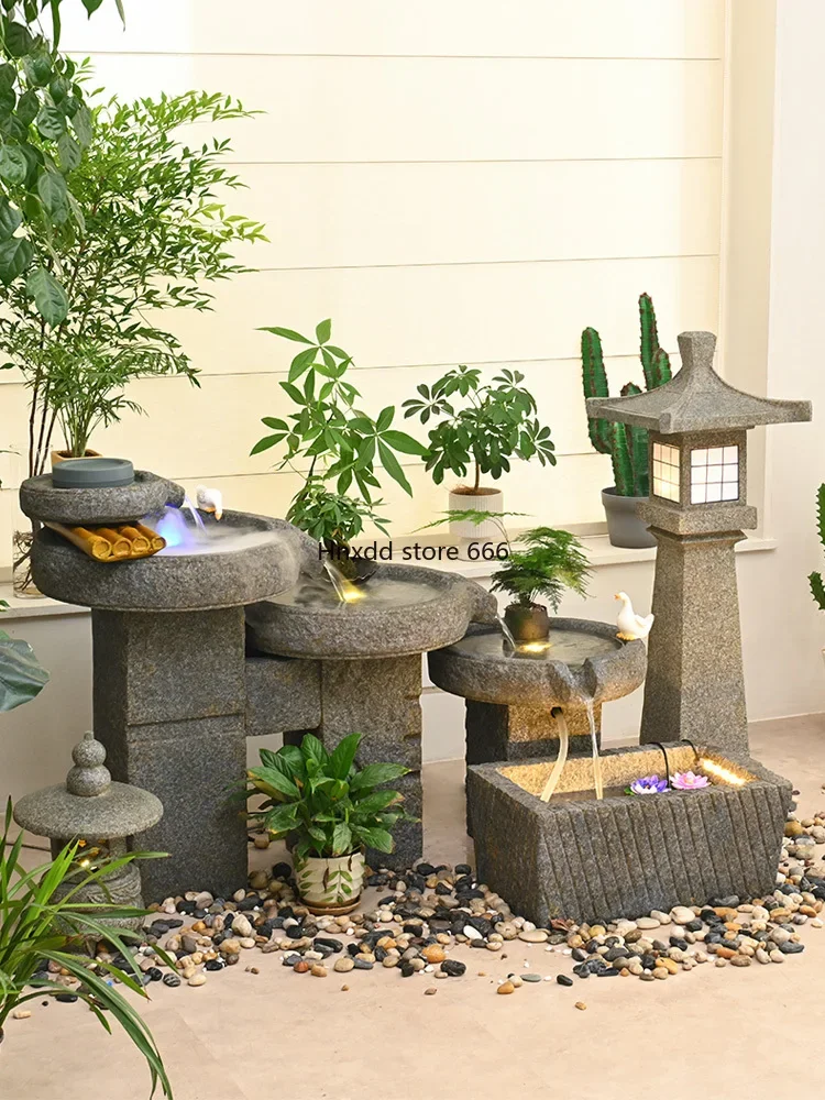 Large pastoral water stone mill ornament Chinese courtyard fish pond living room