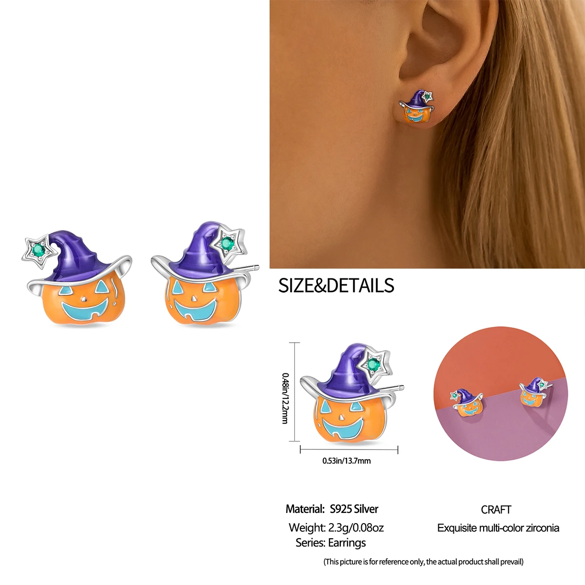 

New Original 925 Sterling Silver Halloween pumpkins Earrings for Women Fashion High Quality Birthday Gift Fashion Jewelry