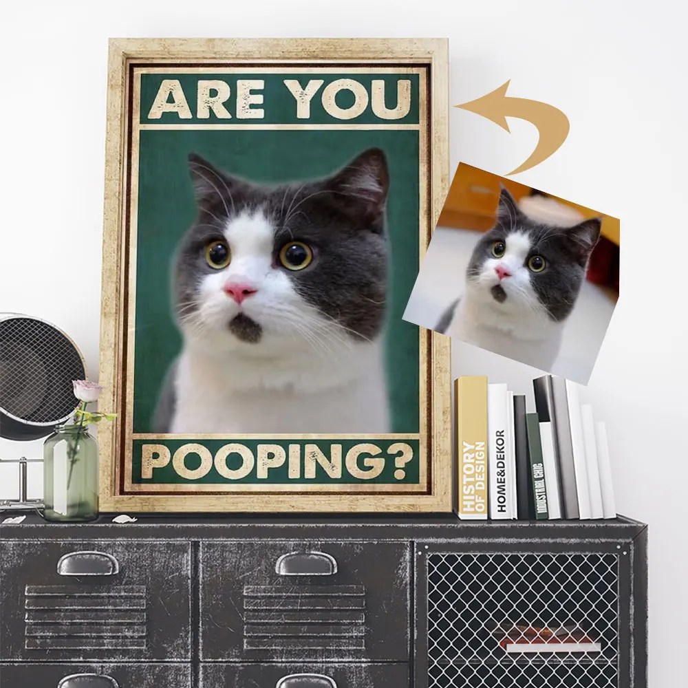 

Are You Pooping Customised Bathroom Wall Plaques Pet Cat Funny Bathroom Signs Art Canvas Painting Poster Print Decor Picture