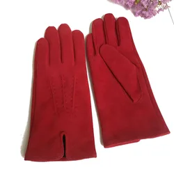 Women Gloves Winter 2024 Female Suede Warm Full Finger Gloves Lady Winter Outdoor Sport Driving Women Gloves Black Red