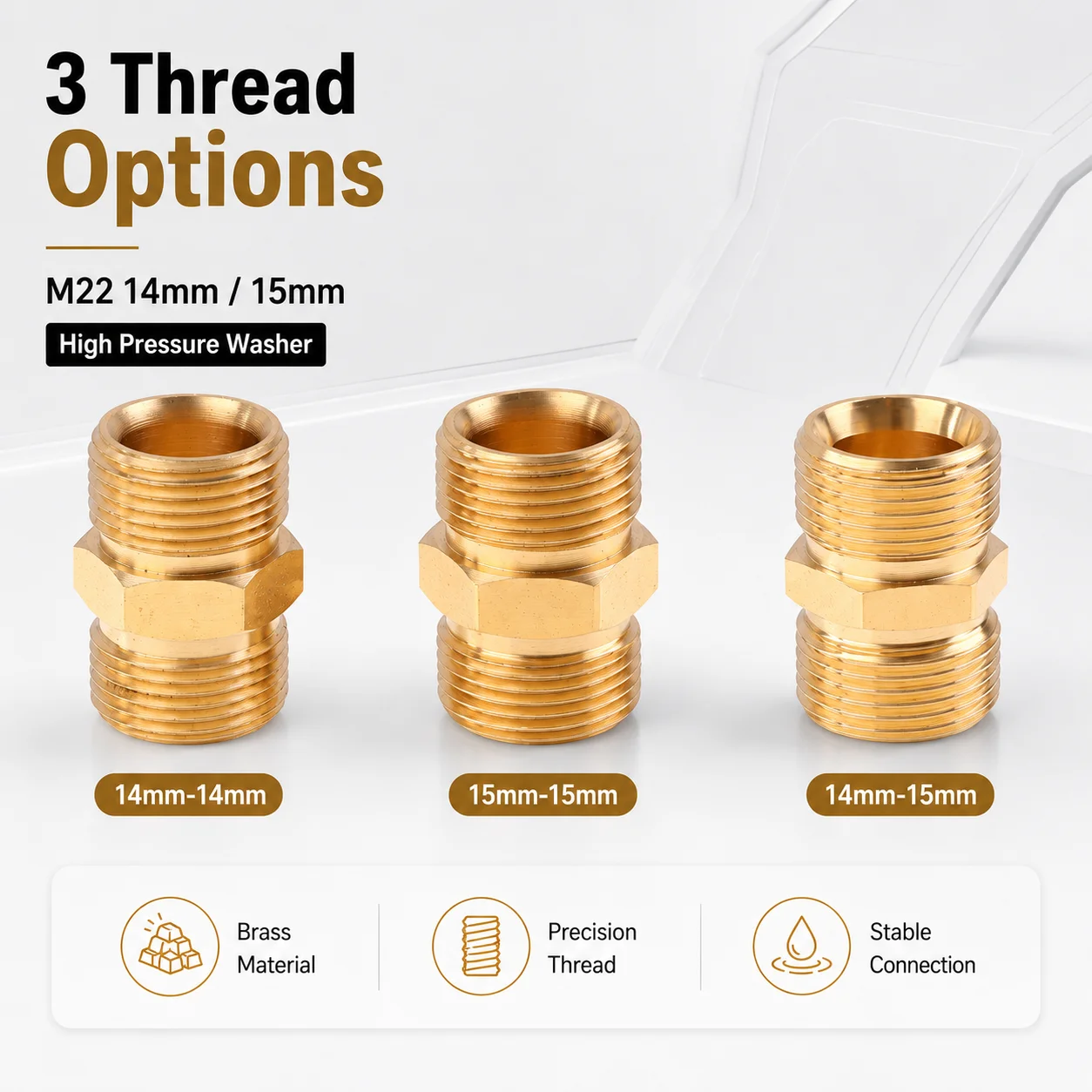 High Pressure Washer Hose Extension Adapter, M22 14mm/15mm Male Thread Female Coupler for Power Washer Hose