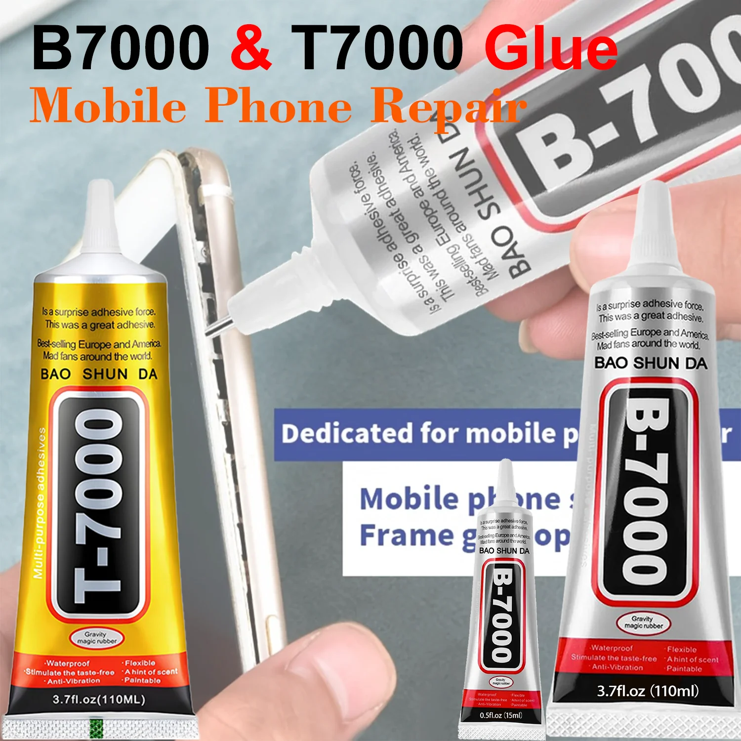 Pegamento para móviles Super B7000/T7000, apto para móviles y joyería - Negro