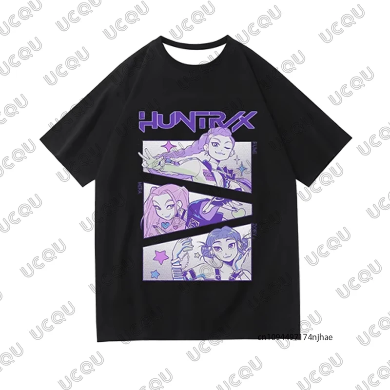 2025 New KPop Demon Hunters Huntrix Print Women's Tracksuit T Shirt+Pajamas Pants Set Casual Couples Suit 2 Piece Outfits