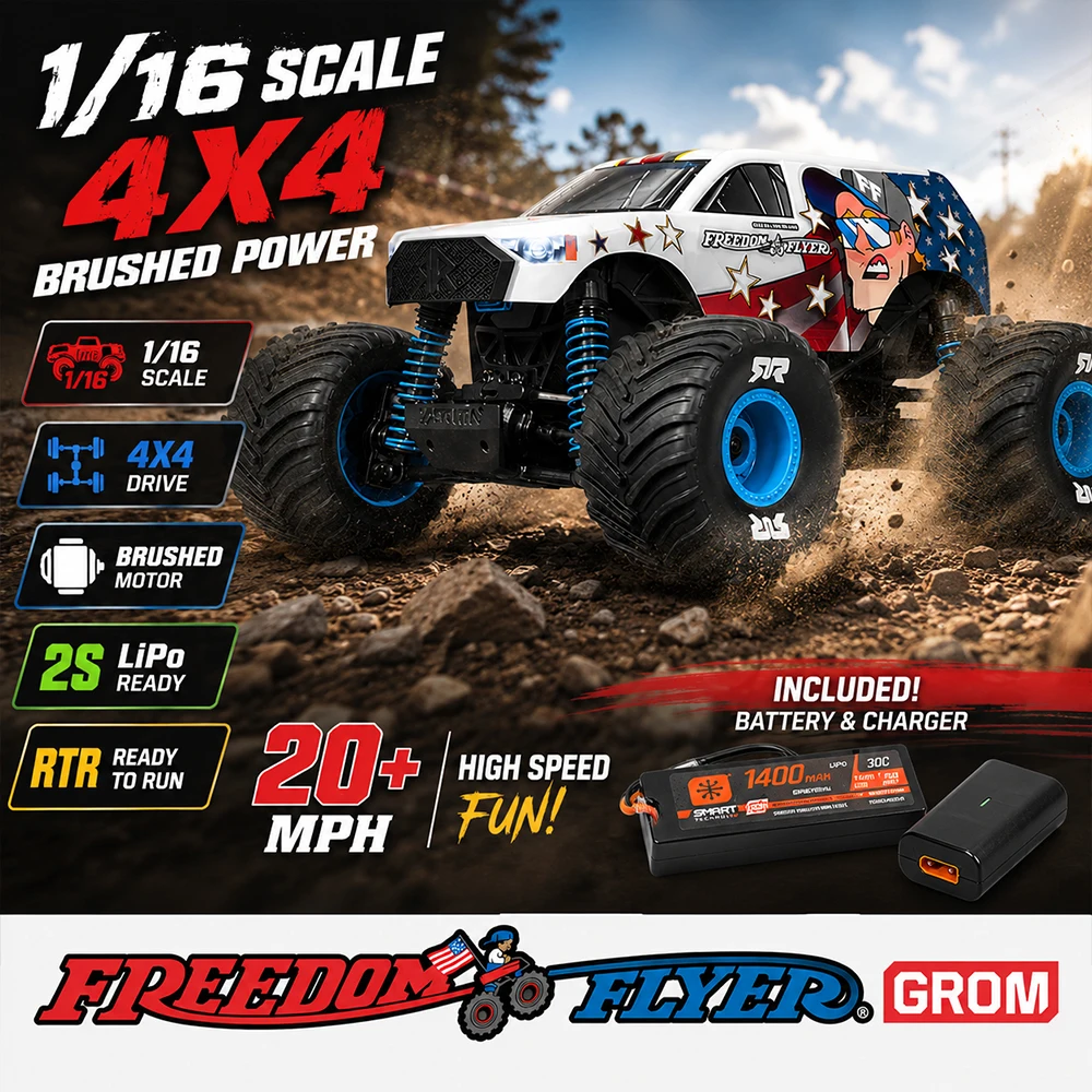 ARRMA ARA2130FF FREEDOM FLYER GROM 1/16 Scale 4X4 Brushed RTR RC Monster Truck Toys