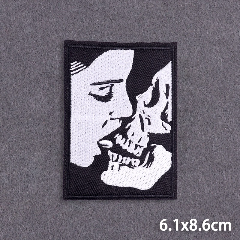 Skull Iron On Patches For Clothing Thermoadhesive Patches On Clothes Sticker Badges Stripes DIY Embroidery Fusible Patch