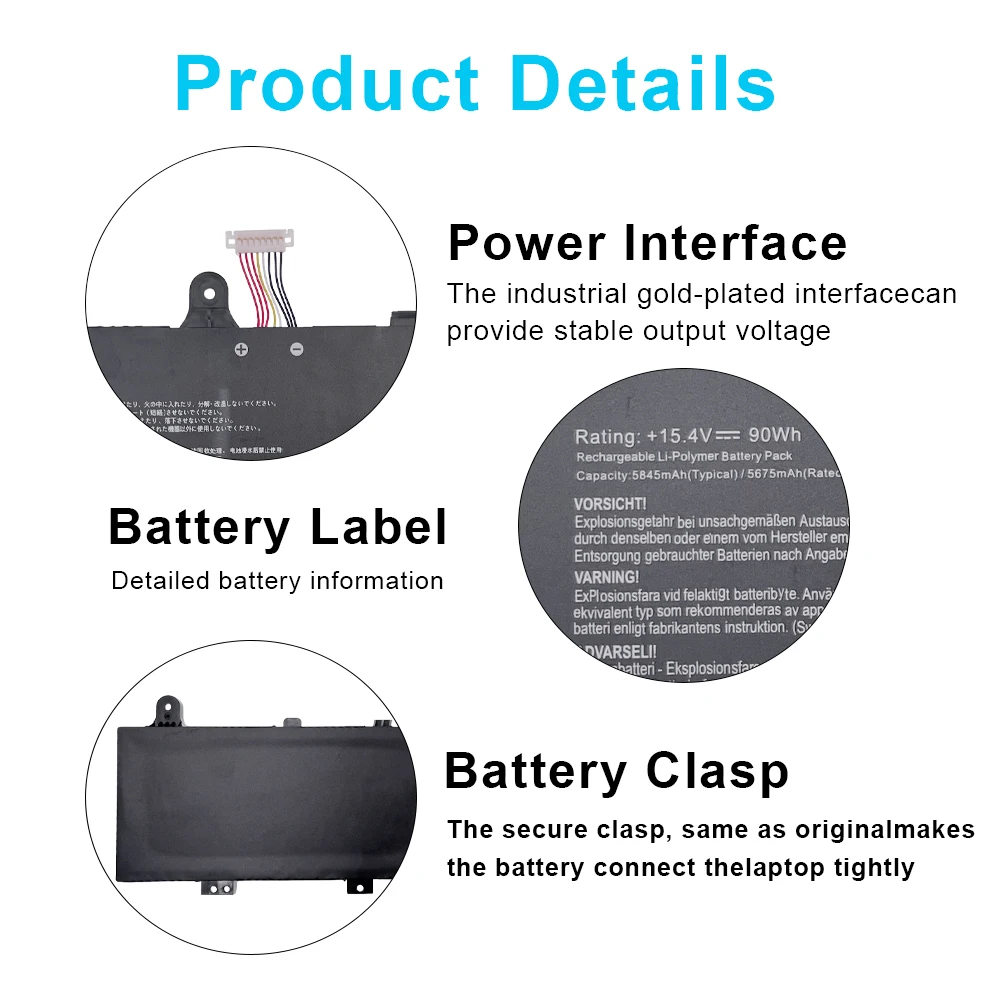 C41N1906 Laptop Battery For ASUS ROG Zephyrus Duo 15 GX550 SE Series 0B200-03590000 4ICP5/63/133 (Short Line) GX550LWS FA506QR