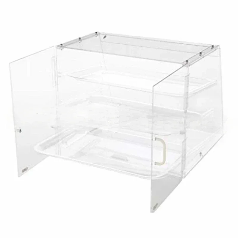 Acrylic pastry display rack, multi-layer bread display cabinet with door, donut biscuit cake display cabinet