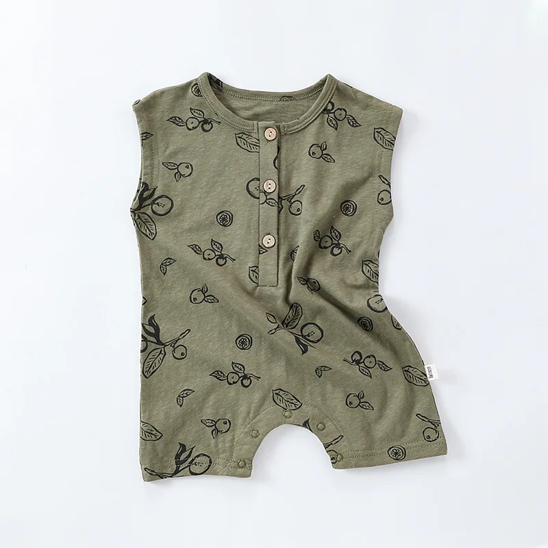 0-24M Newborn Kid Baby Boy Girl Summer Clothes Sleeveless Cotton Baby Romper Print Cute Sweet Playsuit Outfit